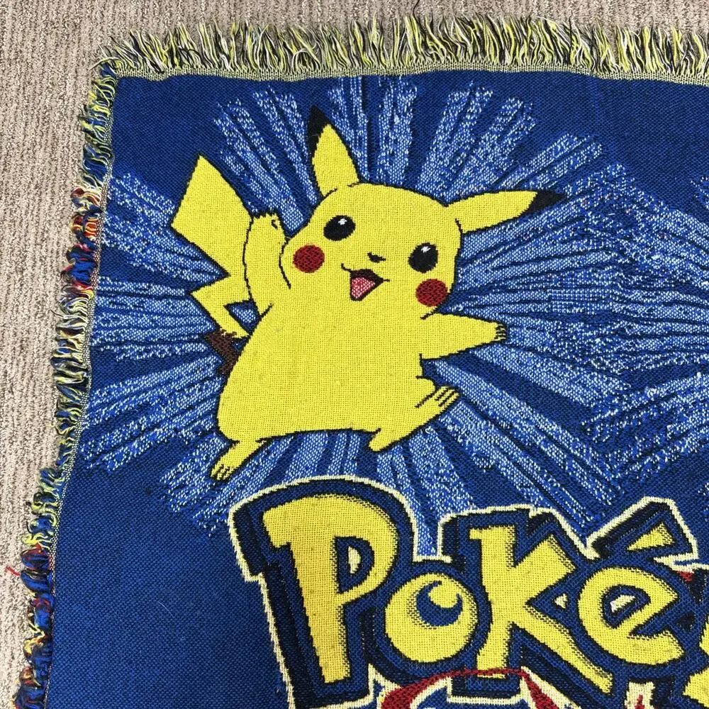 Pokemon Vintage 90s Tapestry Throw Blanket Pikachu Charmander Bulbasaur Squirtle